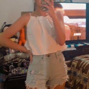 White Adjustable Oversized Crop top!